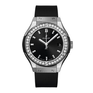 replica Hublot Classic Fusion Titanium Diamonds 33mm Ladies Watch Black 581.NX.1470.RX.1104
