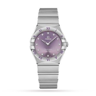 replica Omega Constellation Co Axial 28mm Ladies Watch Purple O13110286060002