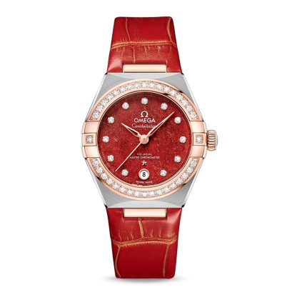 replica Omega Constellation Co Axial Master Chronometer 29mm Ladies Watch Red O13128292099002
