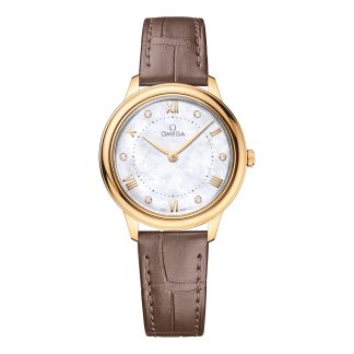 replica Omega De Ville Prestige 30mm Ladies Watch Mother Of Pearl Yellow Gold O43453306055002