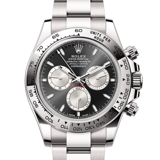replica Rolex Cosmograph Daytona Oyster 40 mm white gold Bright black and steel dial M126509-0001