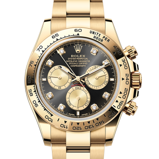replica Rolex Cosmograph Daytona Oyster 40 mm yellow gold Bright black and golden dial M126508-0003
