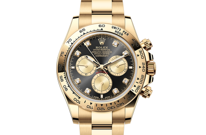 replica Rolex Cosmograph Daytona Oyster 40 mm yellow gold Bright black and golden dial M126508-0003