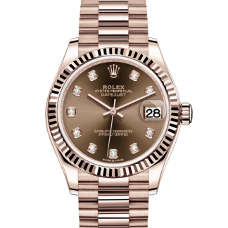 replica Rolex Datejust 31 Oyster 31 mm Everose gold Chocolate dial M278275-0010