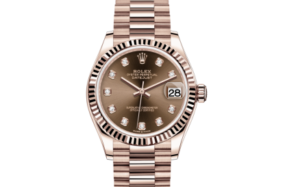 replica Rolex Datejust 31 Oyster 31 mm Everose gold Chocolate dial M278275-0010