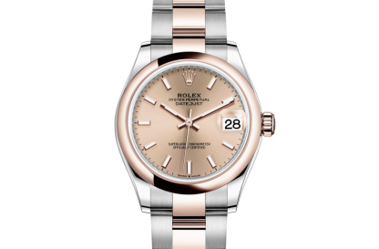 replica Rolex Datejust 31 Oyster 31 mm Oystersteel and Everose gold Rose-colour dial M278241-0009