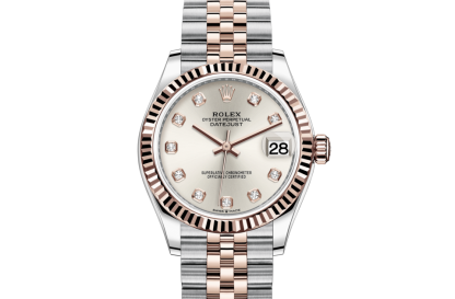 replica Rolex Datejust 31 Oyster 31 mm Oystersteel and Everose gold Silver dial M278271-0016