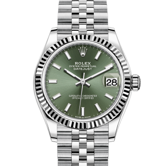 replica Rolex Datejust 31 Oyster 31 mm Oystersteel and white gold Mint green dial M278274-0018