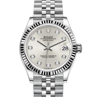 replica Rolex Datejust 31 Oyster 31 mm Oystersteel and white gold Silver dial M278274-0030