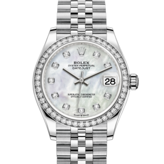 replica Rolex Datejust 31 Oyster 31 mm Oystersteel white gold and diamonds White dial M278384RBR-0008