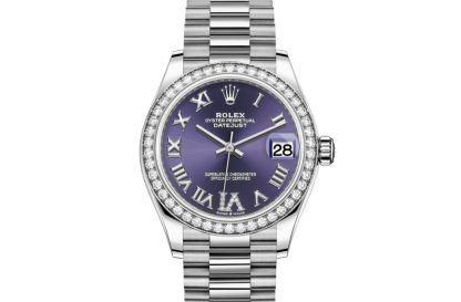 replica Rolex Datejust 31 Oyster 31 mm white gold and diamonds Aubergine dial M278289RBR-0019