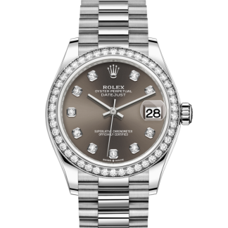 replica Rolex Datejust 31 Oyster 31 mm white gold and diamonds Dark grey dial M278289RBR-0006