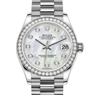 replica Rolex Datejust 31 Oyster 31 mm white gold and diamonds White dial M278289RBR-0005