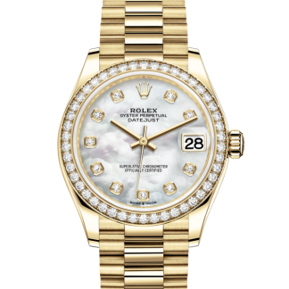 replica Rolex Datejust 31 Oyster 31 mm yellow gold and diamonds White dial M278288RBR-0006