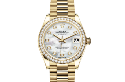 replica Rolex Datejust 31 Oyster 31 mm yellow gold and diamonds White dial M278288RBR-0006
