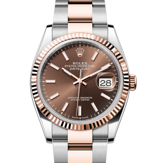 replica Rolex Datejust 36 Oyster 36 mm Oystersteel and Everose gold Chocolate dial M126231-0044