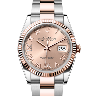 replica Rolex Datejust 36 Oyster 36 mm Oystersteel and Everose gold Rosé-colour dial M126231-0028