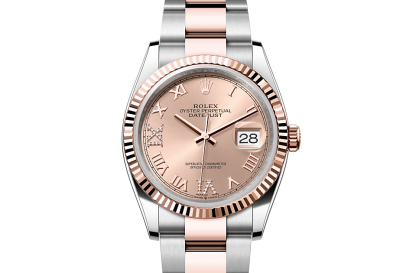 replica Rolex Datejust 36 Oyster 36 mm Oystersteel and Everose gold Rosé-colour dial M126231-0028