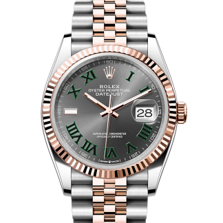 replica Rolex Datejust 36 Oyster 36 mm Oystersteel and Everose gold Slate dial M126231-0029