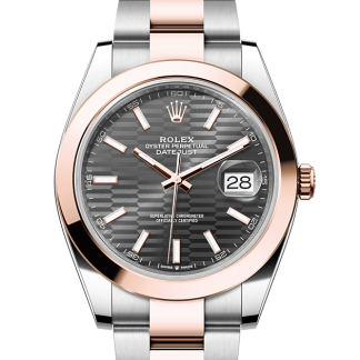 replica Rolex Datejust 41 Oyster 41 mm Oystersteel and Everose gold Slate fluted motif dial M126301-0019