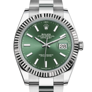 replica Rolex Datejust 41 Oyster 41 mm Oystersteel and white gold Mint green dial M126334-0027