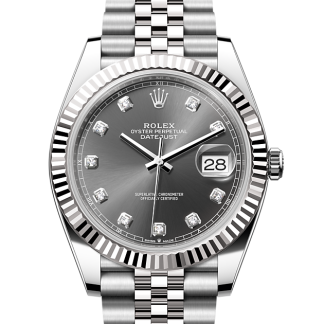 replica Rolex Datejust 41 Oyster 41 mm Oystersteel and white gold Slate dial M126334-0006