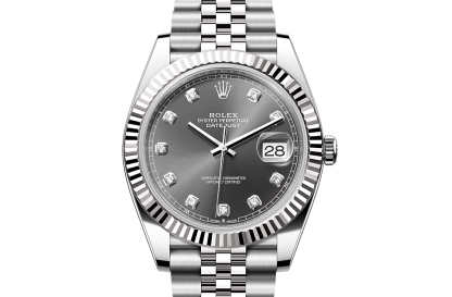 replica Rolex Datejust 41 Oyster 41 mm Oystersteel and white gold Slate dial M126334-0006