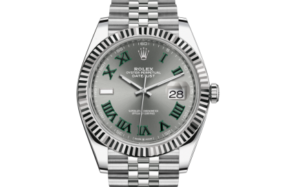 replica Rolex Datejust 41 Oyster 41 mm Oystersteel and white gold Slate dial M126334-0022