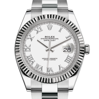 replica Rolex Datejust 41 Oyster 41 mm Oystersteel and white gold White dial M126334-0023