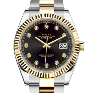 replica Rolex Datejust 41 Oyster 41 mm Oystersteel and yellow gold Bright black dial M126333-0005