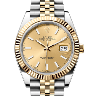 replica Rolex Datejust 41 Oyster 41 mm Oystersteel and yellow gold Champagne-colour dial M126333-0010