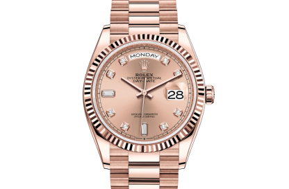 replica Rolex Day-Date 36 Oyster 36 mm Everose gold Rosé-colour dial M128235-0009
