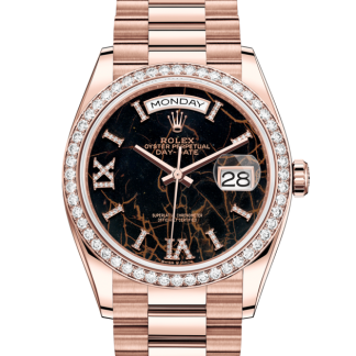 replica Rolex Day-Date 36 Oyster 36 mm Everose gold and diamonds Eisenkiesel dial M128345RBR-0044