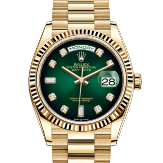 replica Rolex Day-Date 36 Oyster 36 mm yellow gold Green ombre dial M128238-0069
