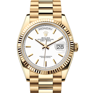 replica Rolex Day-Date 36 Oyster 36 mm yellow gold White dial M128238-0081