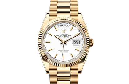 replica Rolex Day-Date 36 Oyster 36 mm yellow gold White dial M128238-0081
