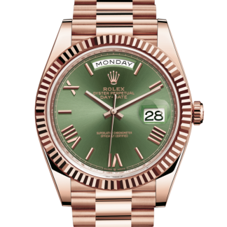 replica Rolex Day-Date 40 Oyster 40 mm Everose gold Olive green dial M228235-0025