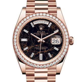 replica Rolex Day-Date 40 Oyster 40 mm Everose gold and diamonds Eisenkiesel dial M228345RBR-0016
