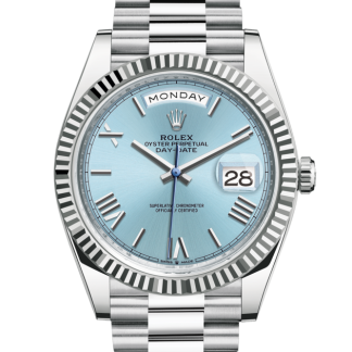 replica Rolex Day-Date 40 Oyster 40 mm platinum Ice blue dial M228236-0012