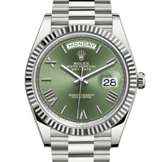 replica Rolex Day-Date 40 Oyster 40 mm white gold Olive green dial M228239-0033