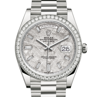replica Rolex Day-Date 40 Oyster 40 mm white gold and diamonds Meteorite dial M228349RBR-0040