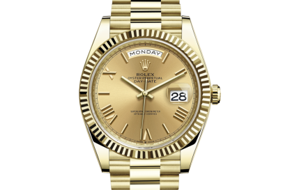 replica Rolex Day-Date 40 Oyster 40 mm yellow gold Champagne-colour dial M228238-0006