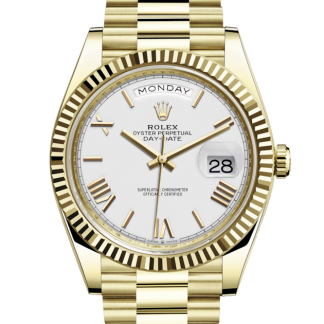 replica Rolex Day-Date 40 Oyster 40 mm yellow gold White dial M228238-0042
