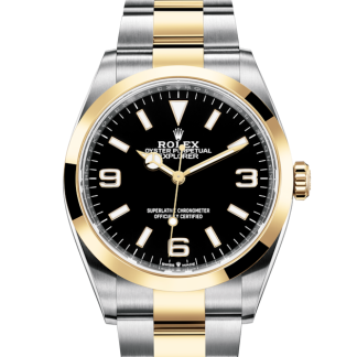 replica Rolex Explorer Oyster 36 mm Oystersteel and yellow gold Black dial M124273-0001