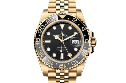 replica Rolex GMT-Master II Oyster 40 mm yellow gold Black dial M126718GRNR-0001