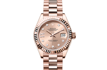 replica Rolex Lady-Datejust Oyster 28 mm Everose gold Rosé-colour dial M279175-0029