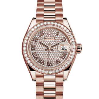 replica Rolex Lady-Datejust Oyster 28 mm Everose gold and diamonds Diamond-paved dial M279135RBR-0021
