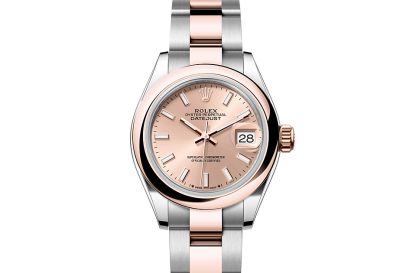 replica Rolex Lady-Datejust Oyster 28 mm Oystersteel and Everose gold Rosé-colour dial M279161-0024