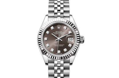 replica Rolex Lady-Datejust Oyster 28 mm Oystersteel and white gold Dark grey dial M279174-0015