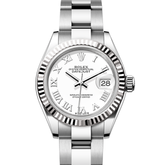 replica Rolex Lady-Datejust Oyster 28 mm Oystersteel and white gold White dial M279174-0020